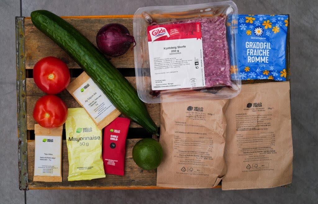 ingredienser hakkebiff fra hellofresh